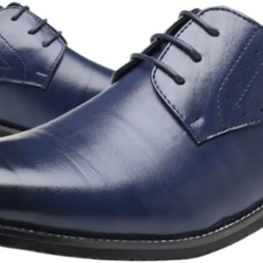 Santimon Men's US 6.5-11 Blue Casual Brogues Derby Lace Up Classic‎ Dress Shoes